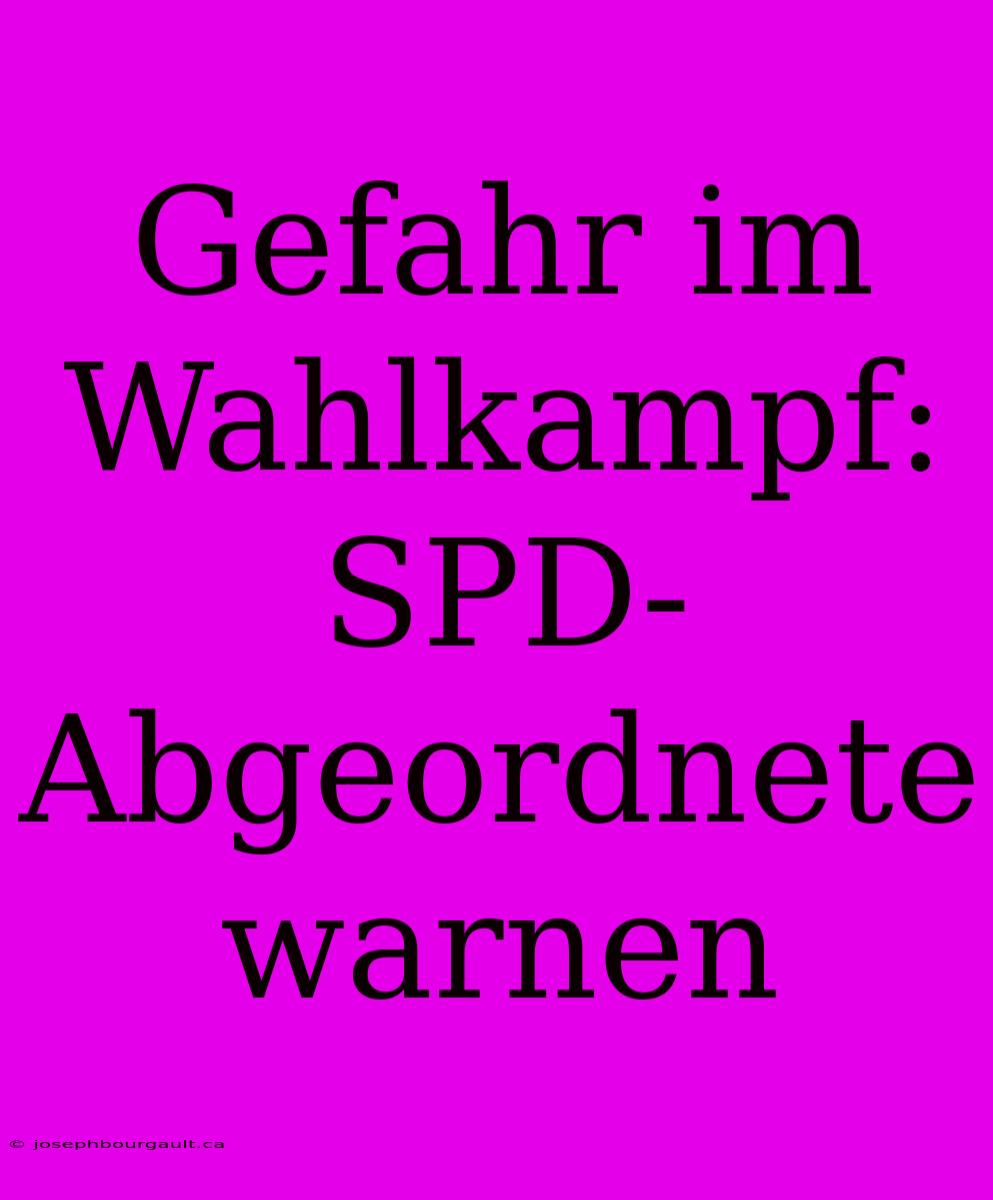 Gefahr Im Wahlkampf: SPD-Abgeordnete Warnen