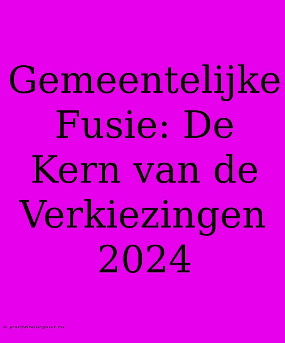 Gemeentelijke Fusie: De Kern Van De Verkiezingen 2024