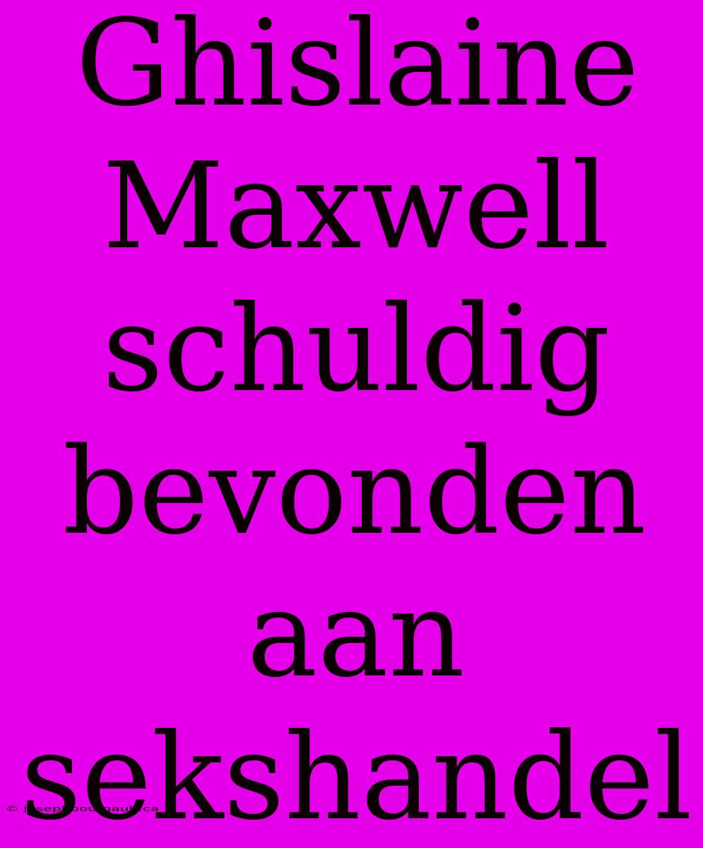 Ghislaine Maxwell Schuldig Bevonden Aan Sekshandel