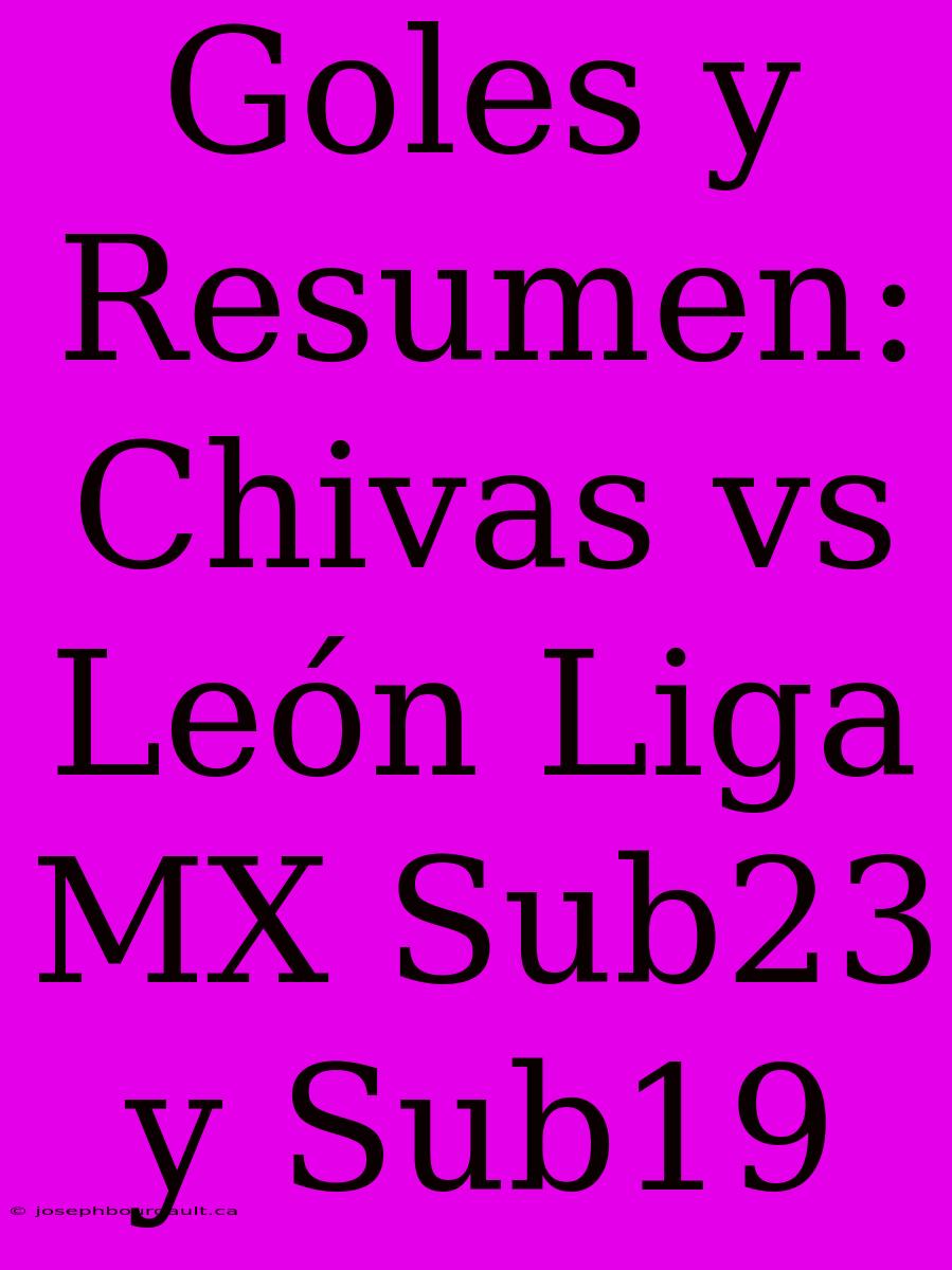 Goles Y Resumen: Chivas Vs León Liga MX Sub23 Y Sub19