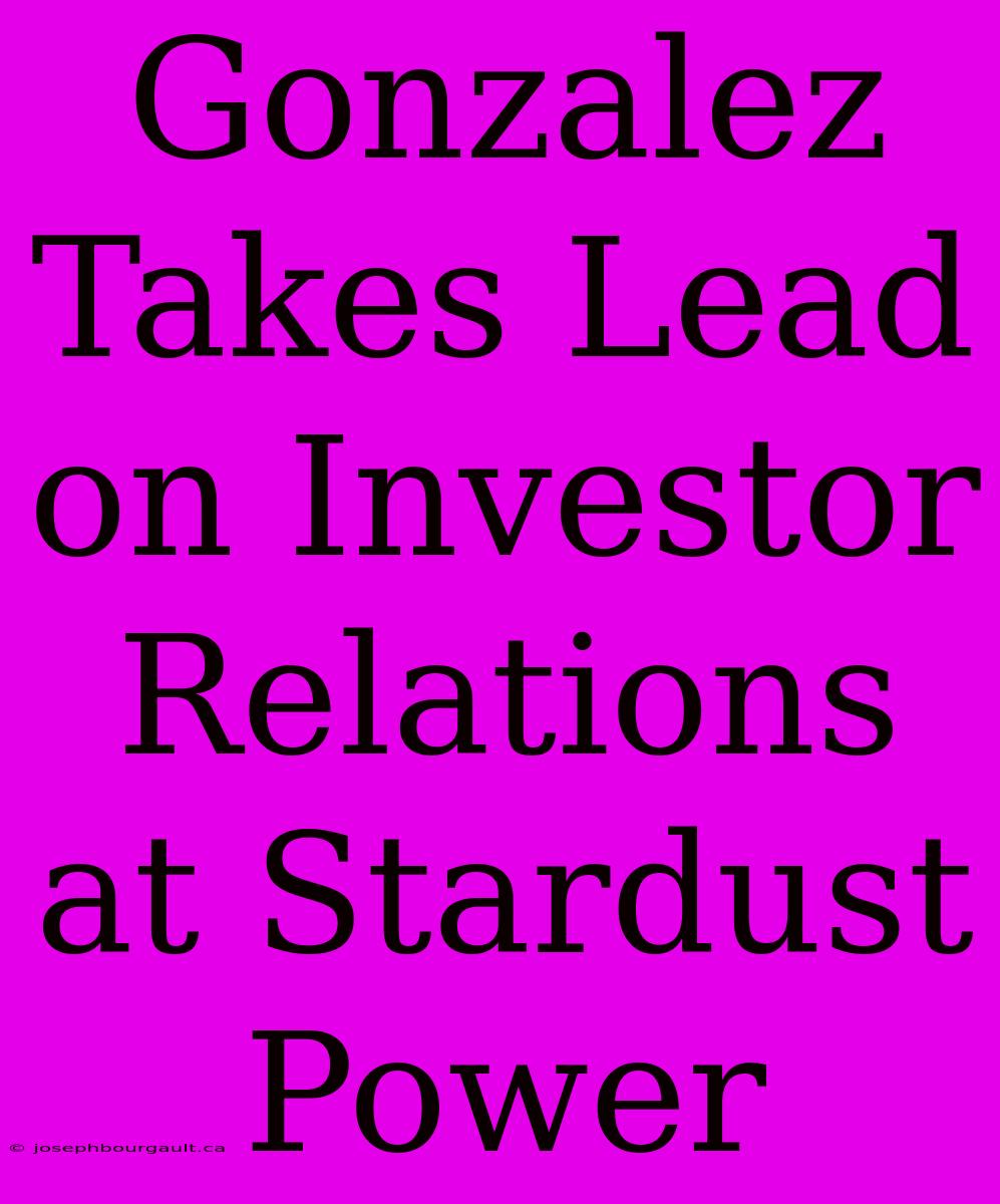 Gonzalez Takes Lead On Investor Relations At Stardust Power