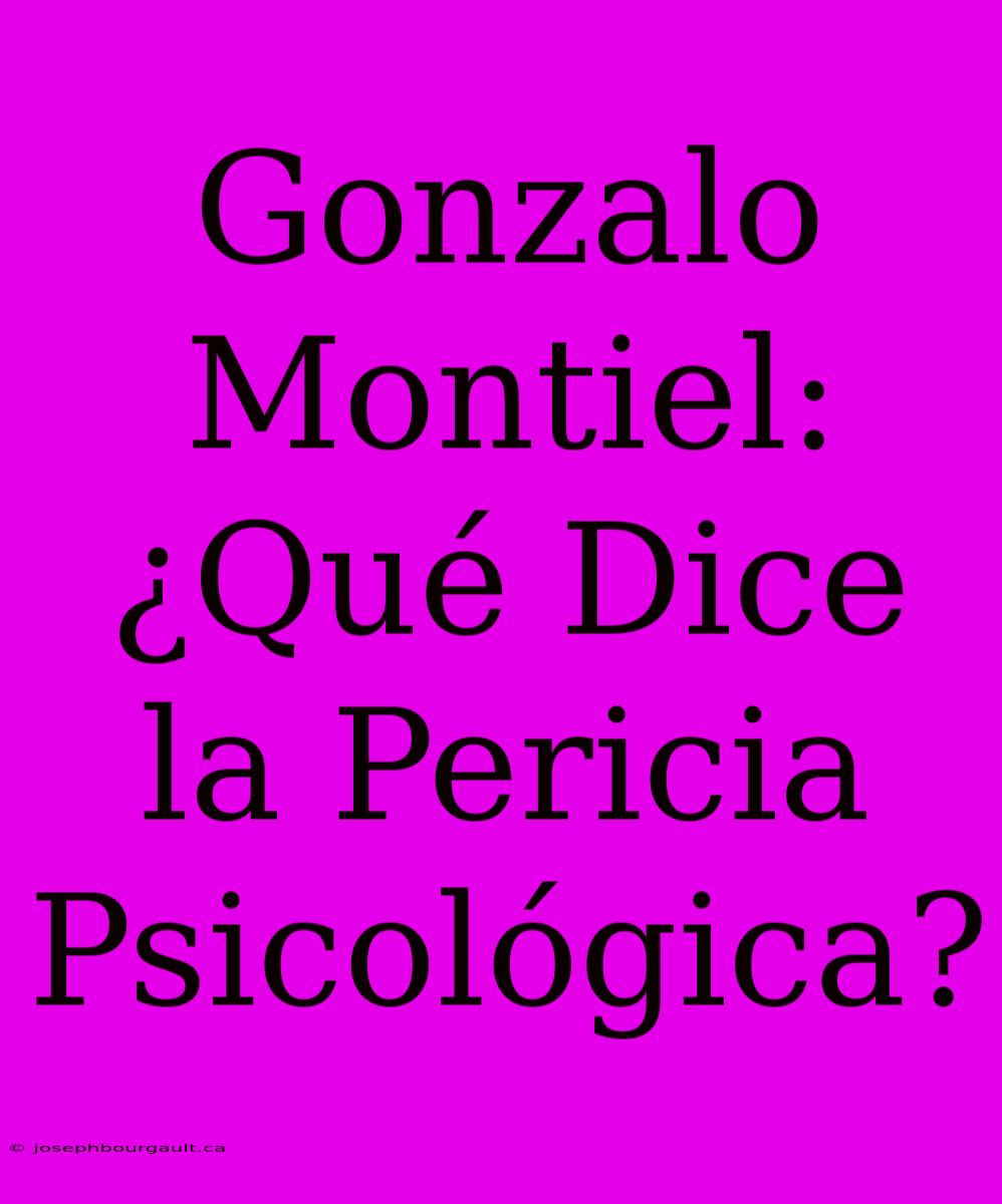 Gonzalo Montiel: ¿Qué Dice La Pericia Psicológica?