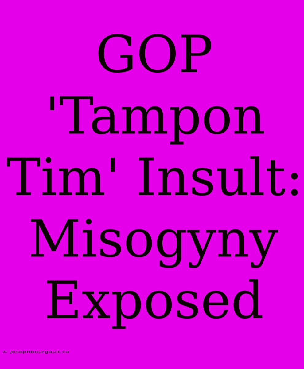 GOP 'Tampon Tim' Insult: Misogyny Exposed