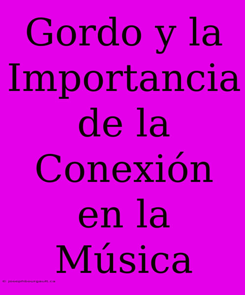 Gordo Y La Importancia De La Conexión En La Música