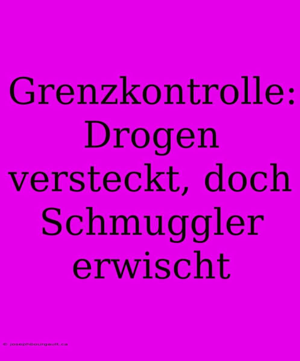 Grenzkontrolle: Drogen Versteckt, Doch Schmuggler Erwischt