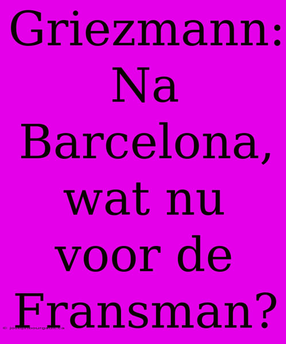 Griezmann: Na Barcelona, Wat Nu Voor De Fransman?