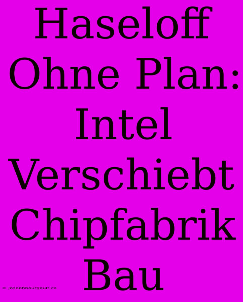 Haseloff Ohne Plan: Intel Verschiebt Chipfabrik Bau