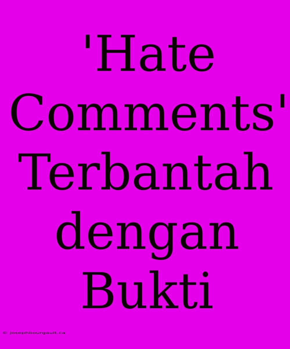 'Hate Comments' Terbantah Dengan Bukti