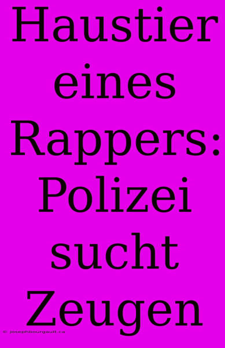 Haustier Eines Rappers: Polizei Sucht Zeugen