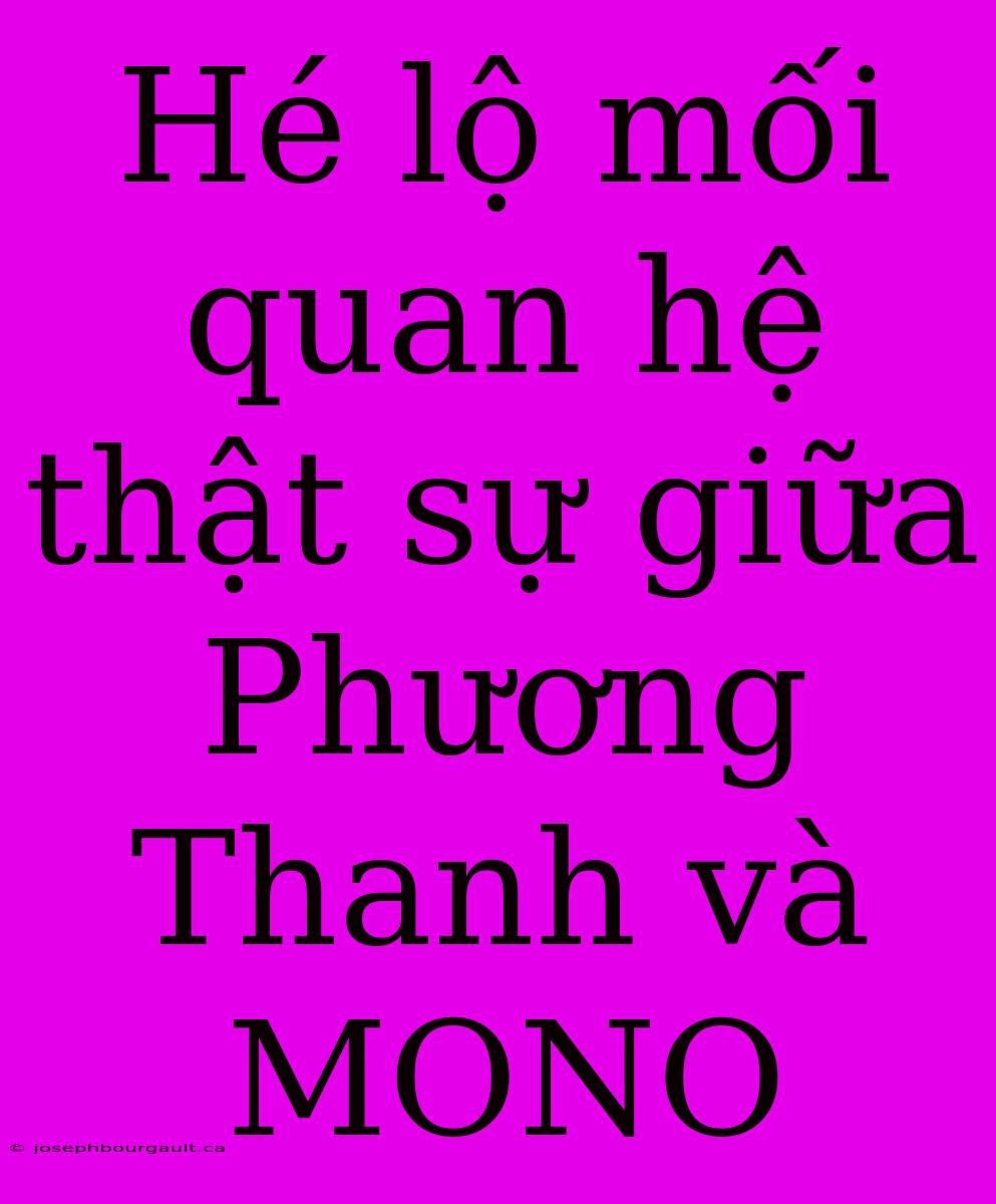 Hé Lộ Mối Quan Hệ Thật Sự Giữa Phương Thanh Và MONO