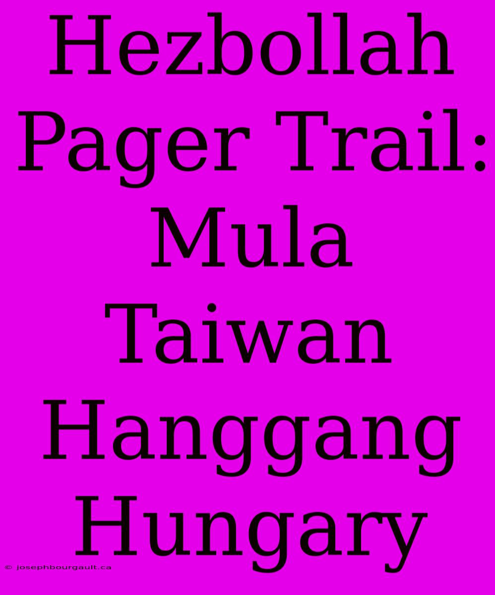 Hezbollah Pager Trail: Mula Taiwan Hanggang Hungary