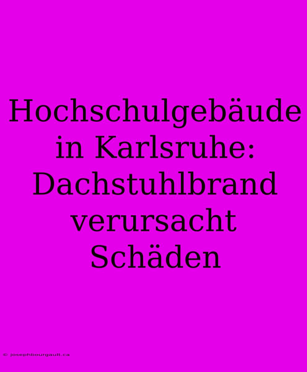 Hochschulgebäude In Karlsruhe: Dachstuhlbrand Verursacht Schäden