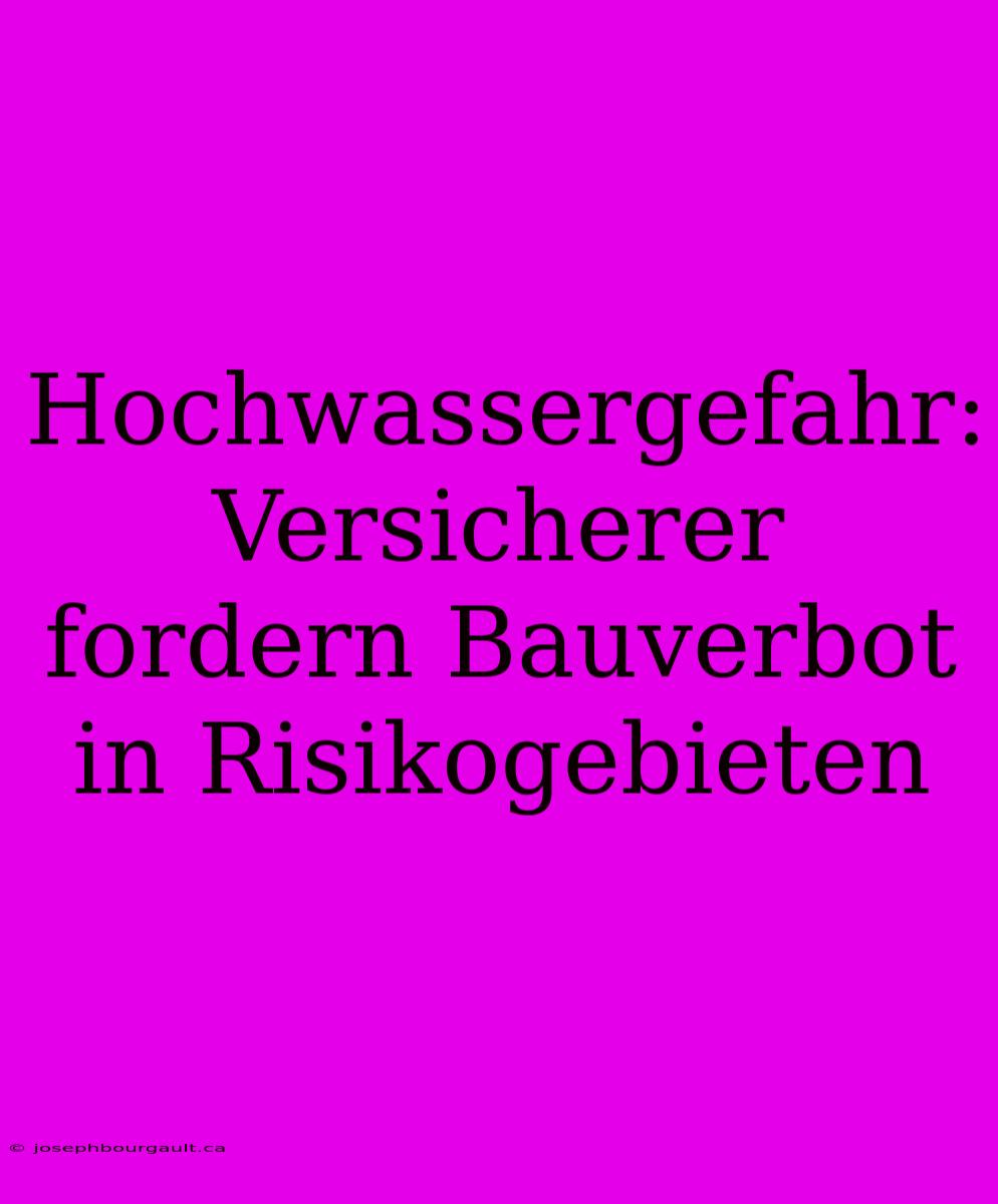 Hochwassergefahr: Versicherer Fordern Bauverbot In Risikogebieten