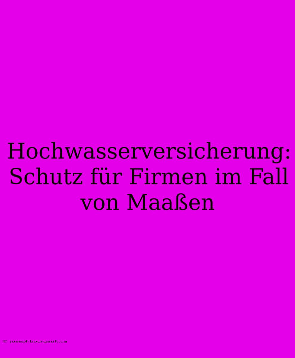 Hochwasserversicherung:  Schutz Für Firmen Im Fall Von Maaßen