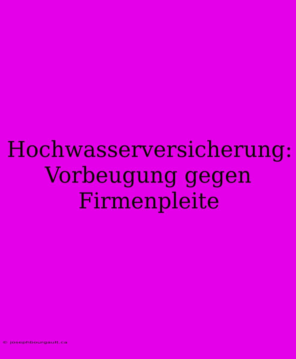 Hochwasserversicherung:  Vorbeugung Gegen Firmenpleite