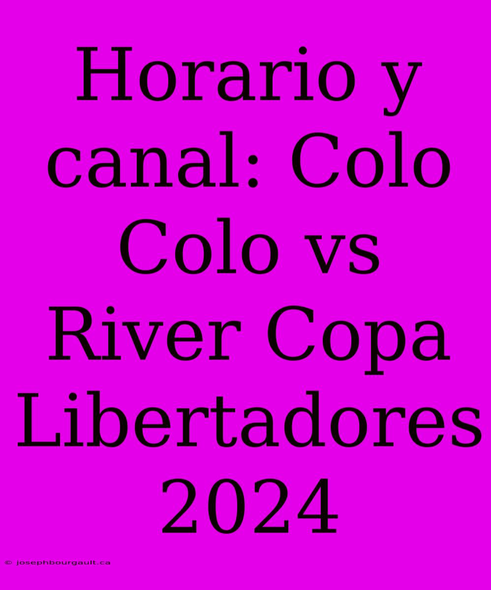 Horario Y Canal: Colo Colo Vs River Copa Libertadores 2024