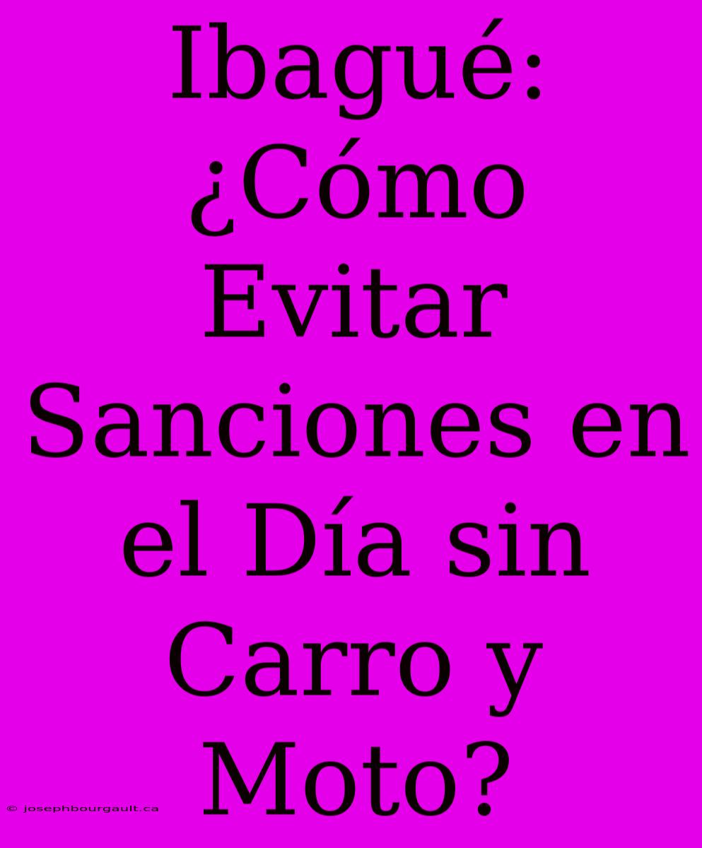 Ibagué: ¿Cómo Evitar Sanciones En El Día Sin Carro Y Moto?