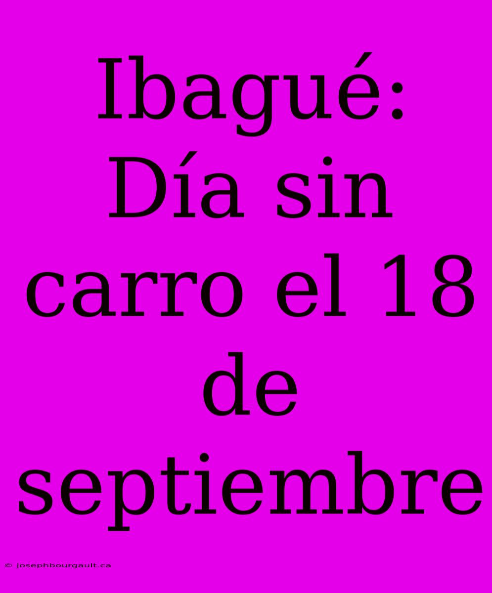 Ibagué: Día Sin Carro El 18 De Septiembre