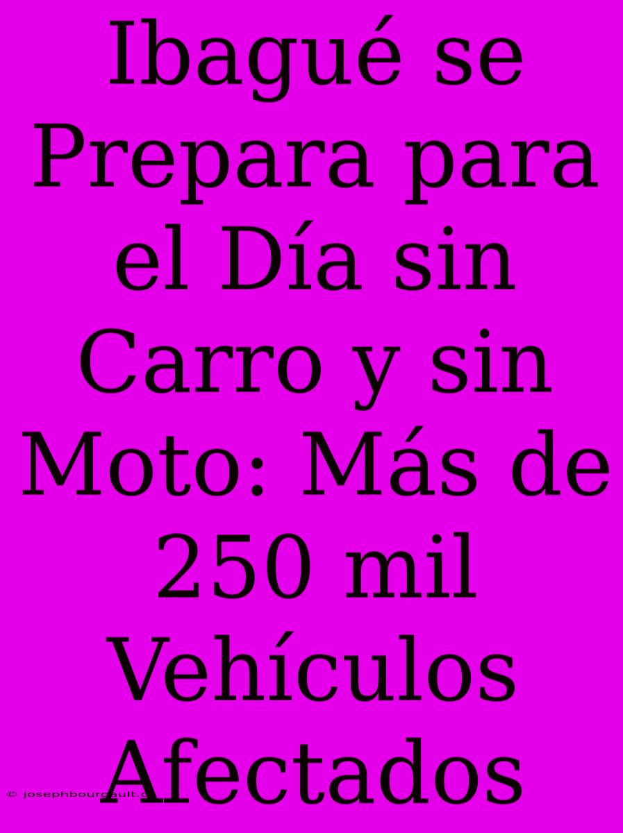 Ibagué Se Prepara Para El Día Sin Carro Y Sin Moto: Más De 250 Mil Vehículos Afectados