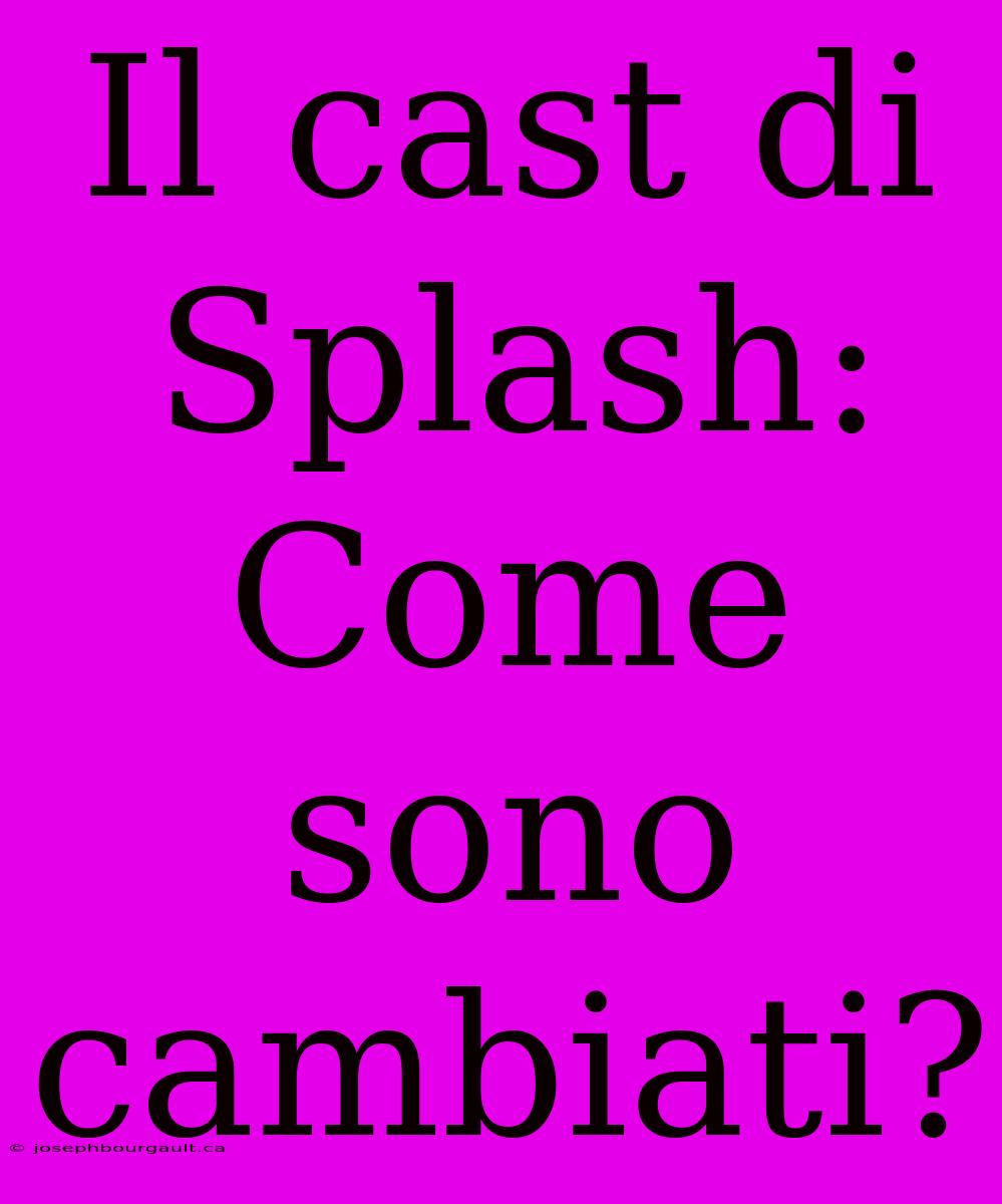 Il Cast Di Splash: Come Sono Cambiati?