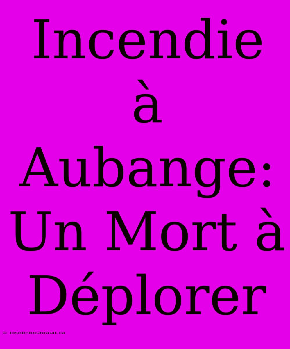 Incendie À Aubange: Un Mort À Déplorer