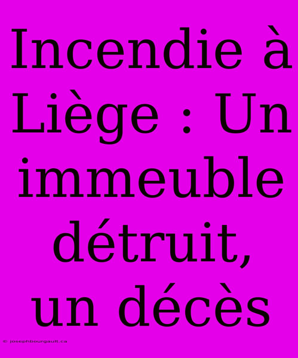 Incendie À Liège : Un Immeuble Détruit, Un Décès