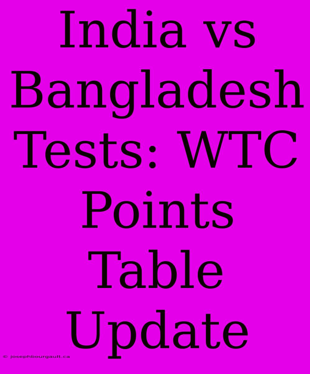 India Vs Bangladesh Tests: WTC Points Table Update