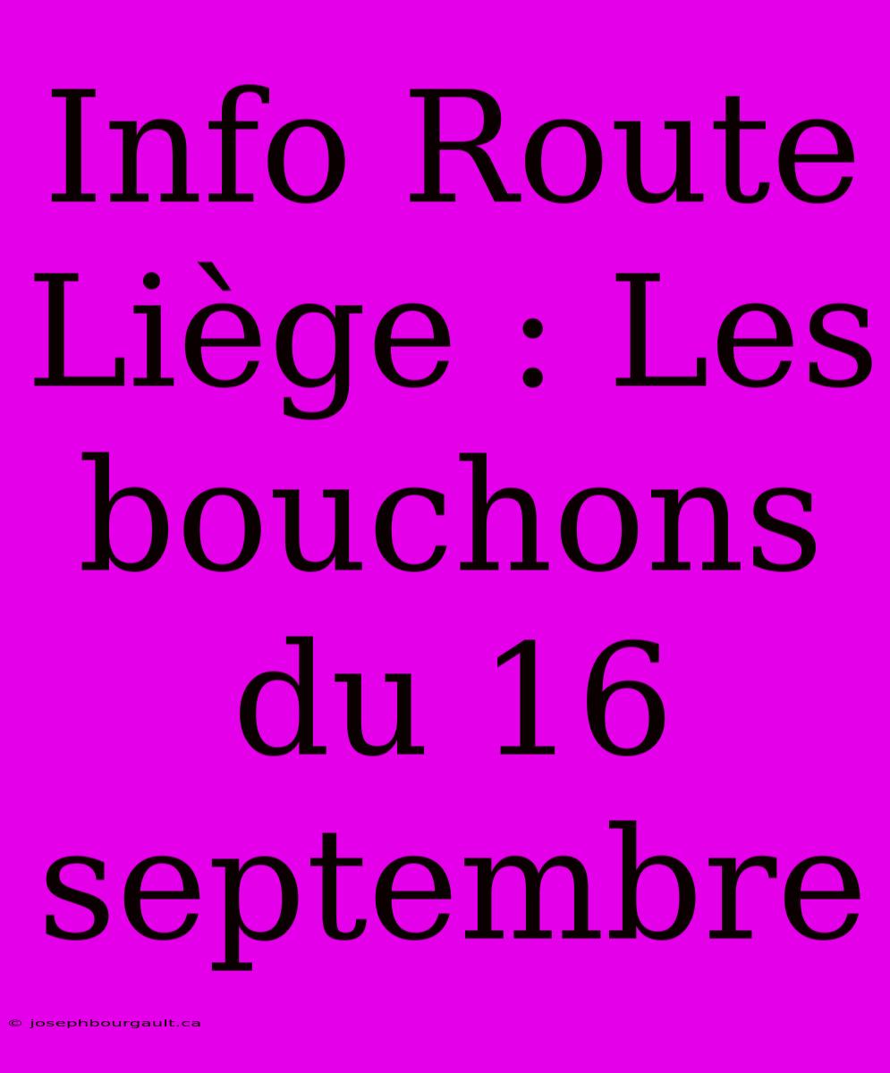 Info Route Liège : Les Bouchons Du 16 Septembre