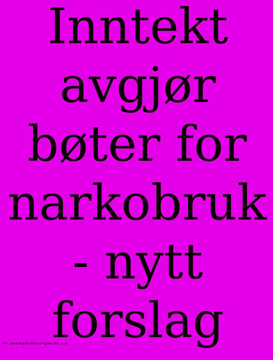 Inntekt Avgjør Bøter For Narkobruk - Nytt Forslag