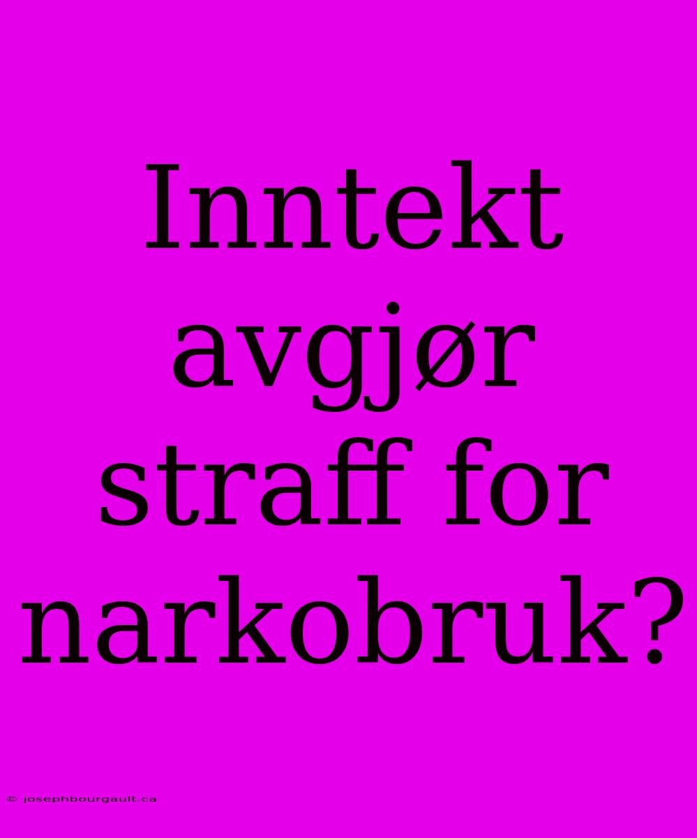 Inntekt Avgjør Straff For Narkobruk?