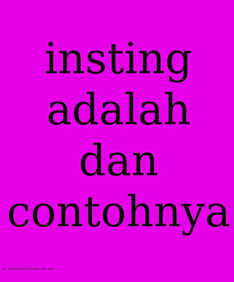 Insting Adalah Dan Contohnya