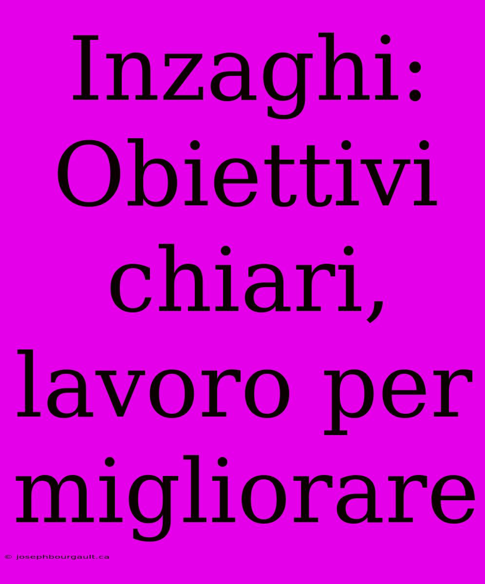 Inzaghi: Obiettivi Chiari, Lavoro Per Migliorare