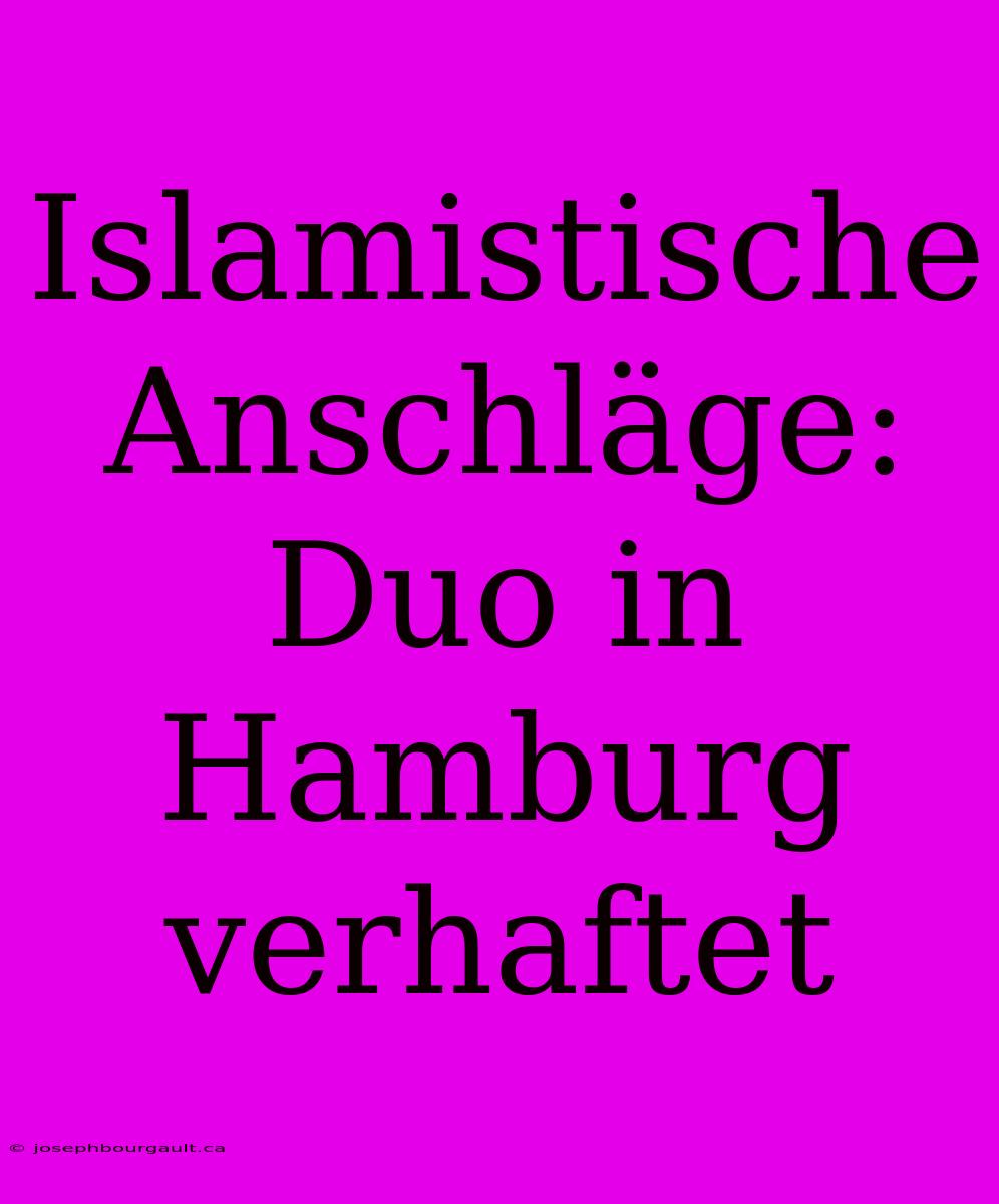 Islamistische Anschläge: Duo In Hamburg Verhaftet