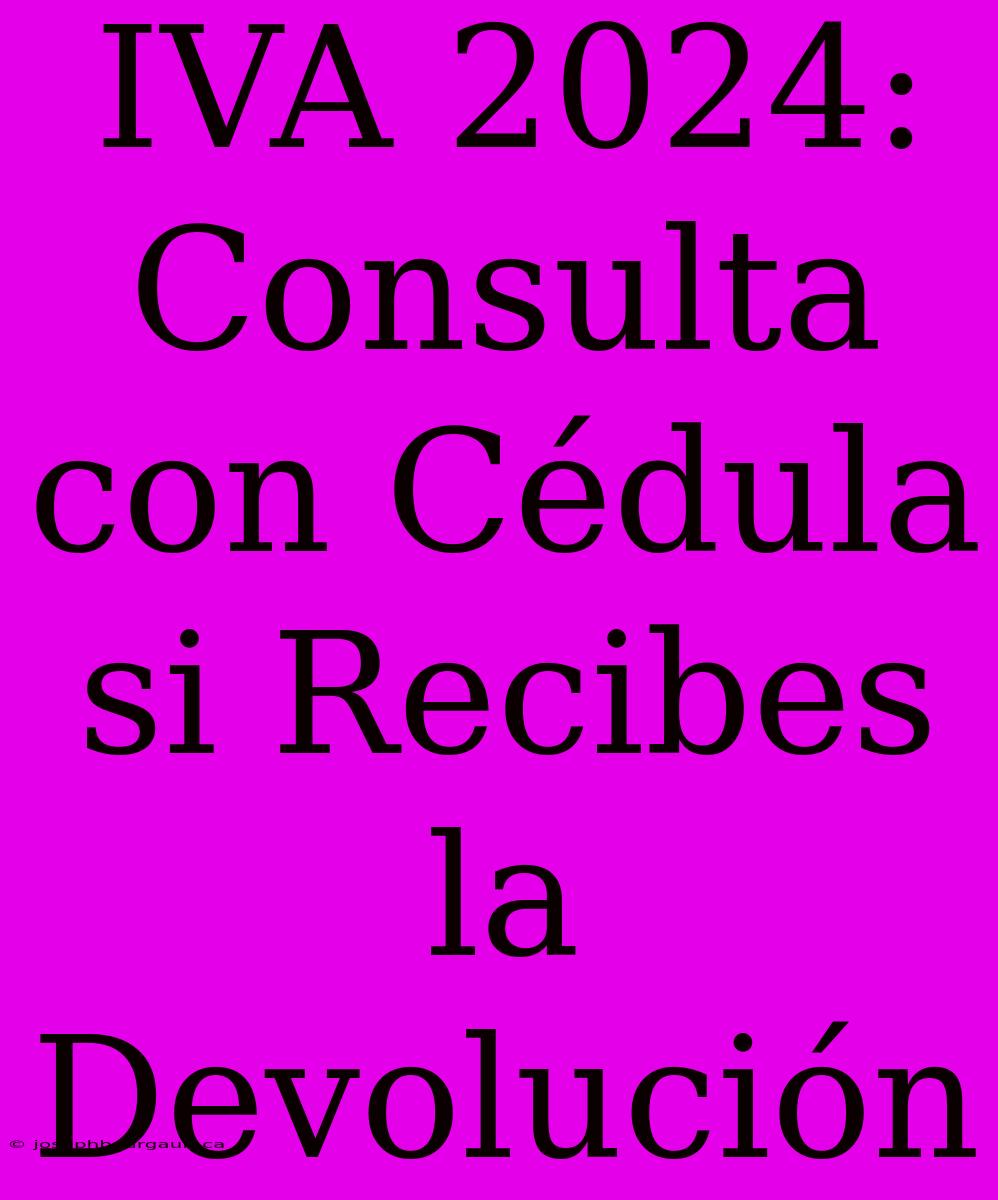 IVA 2024: Consulta Con Cédula Si Recibes La Devolución