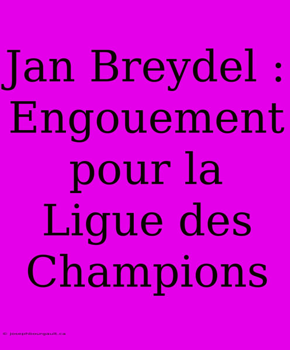 Jan Breydel : Engouement Pour La Ligue Des Champions