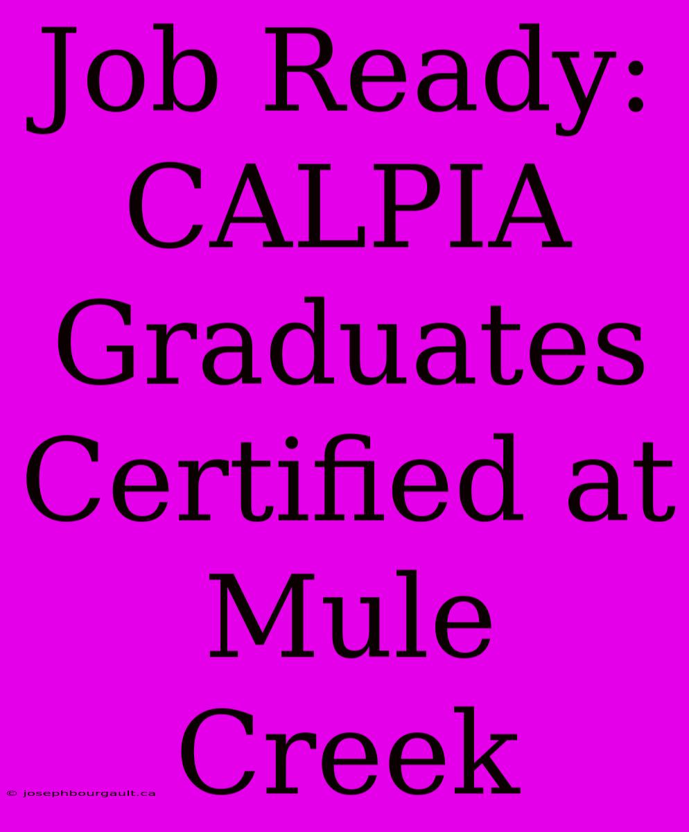 Job Ready: CALPIA Graduates Certified At Mule Creek