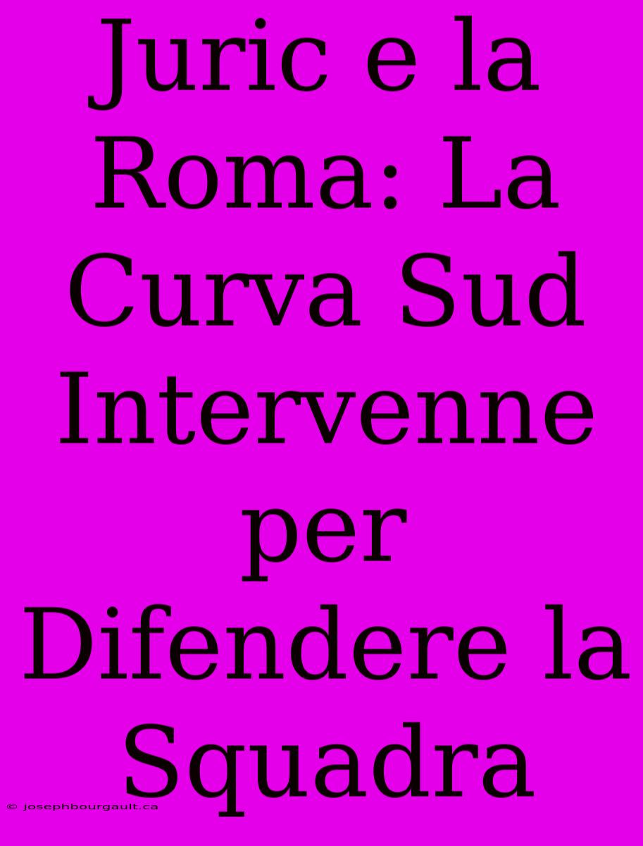 Juric E La Roma: La Curva Sud Intervenne Per Difendere La Squadra