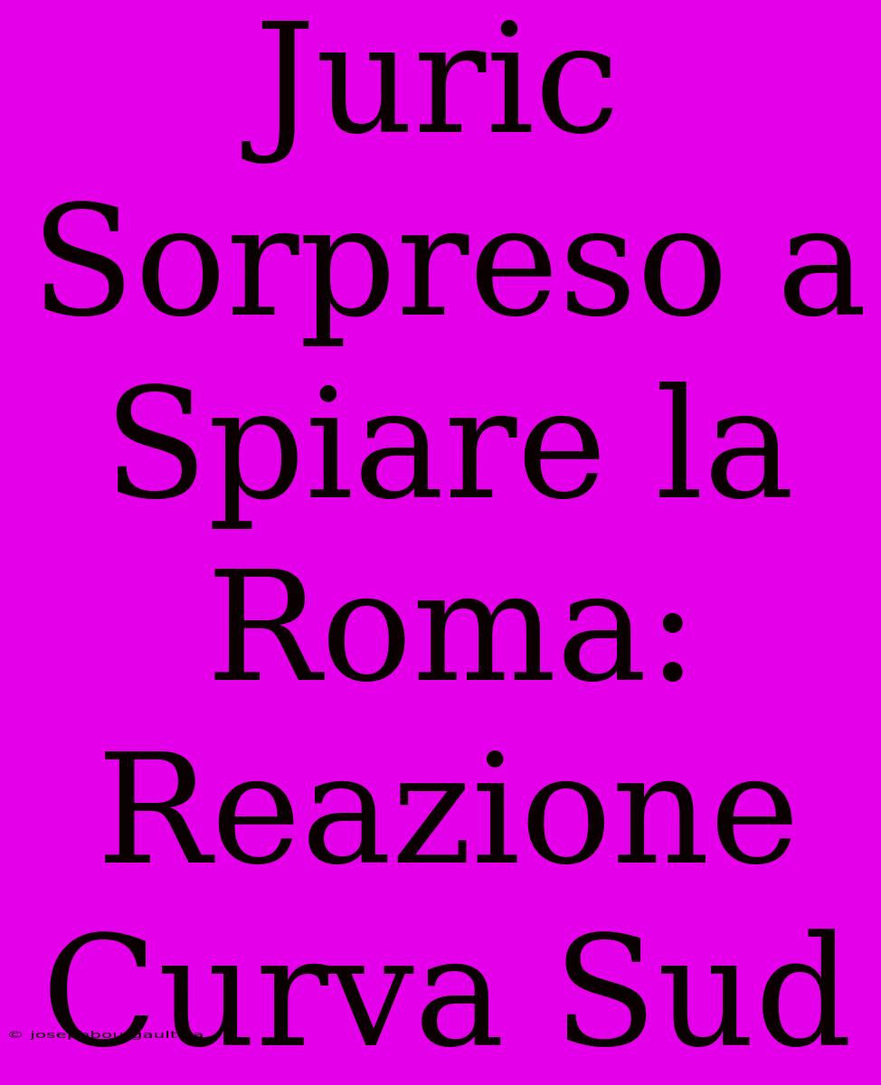 Juric Sorpreso A Spiare La Roma: Reazione Curva Sud