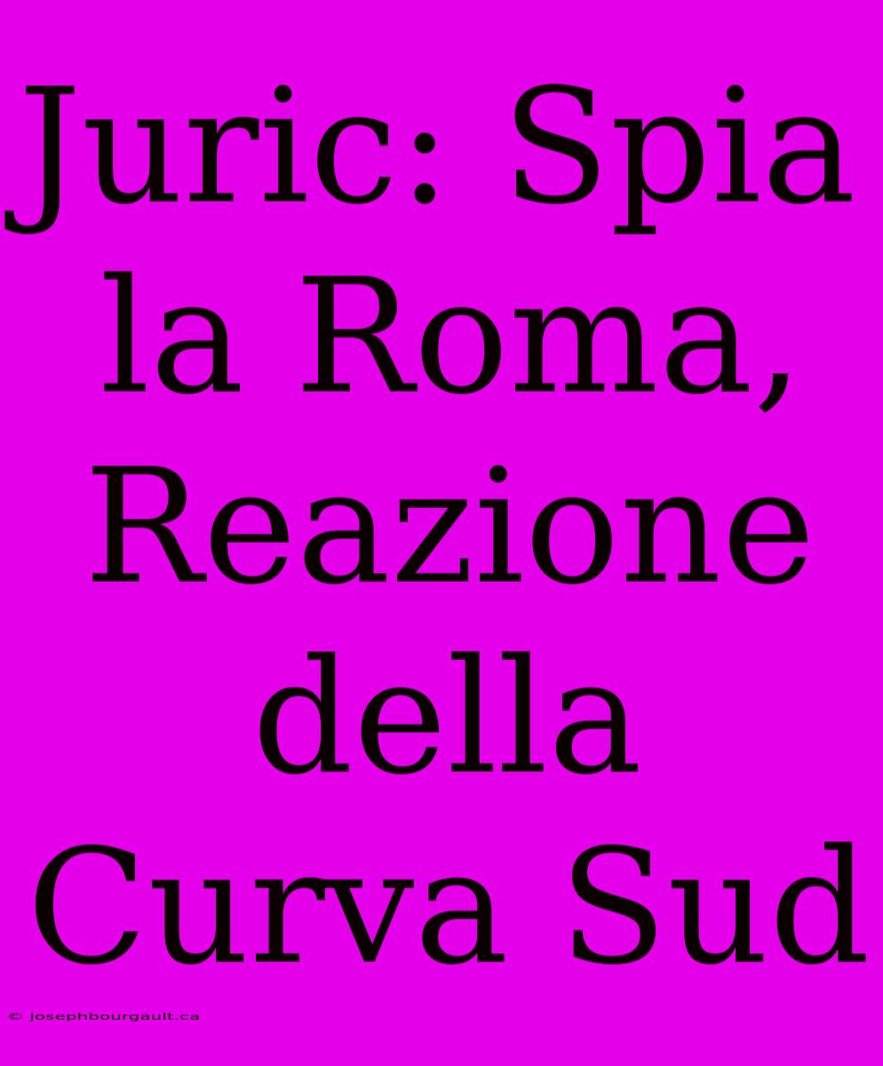 Juric: Spia La Roma, Reazione Della Curva Sud