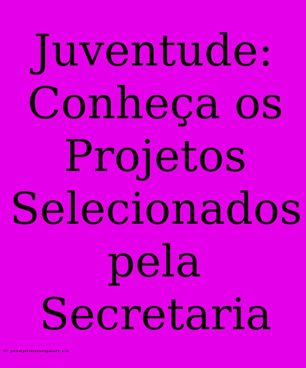 Juventude: Conheça Os Projetos Selecionados Pela Secretaria