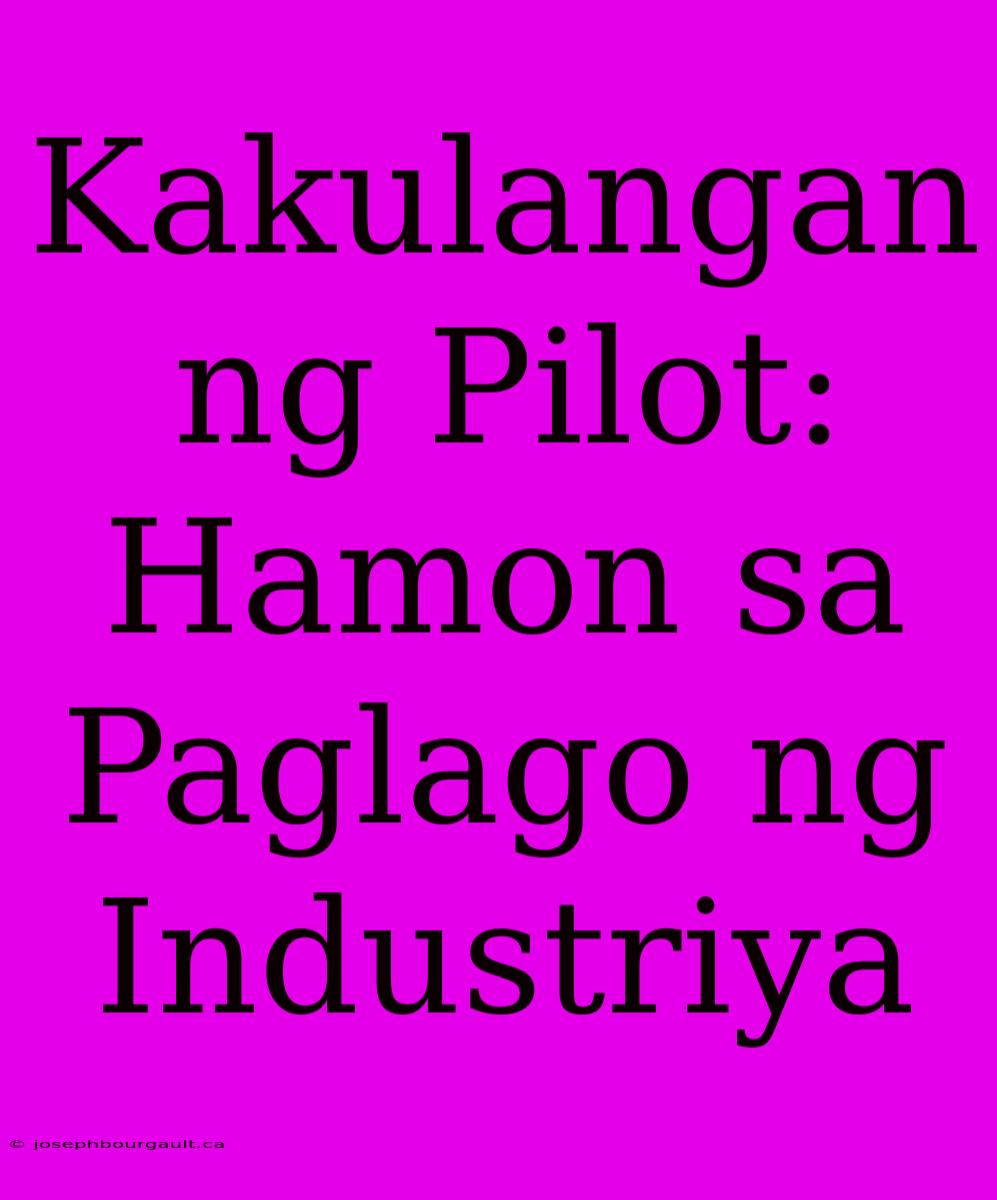 Kakulangan Ng Pilot: Hamon Sa Paglago Ng Industriya