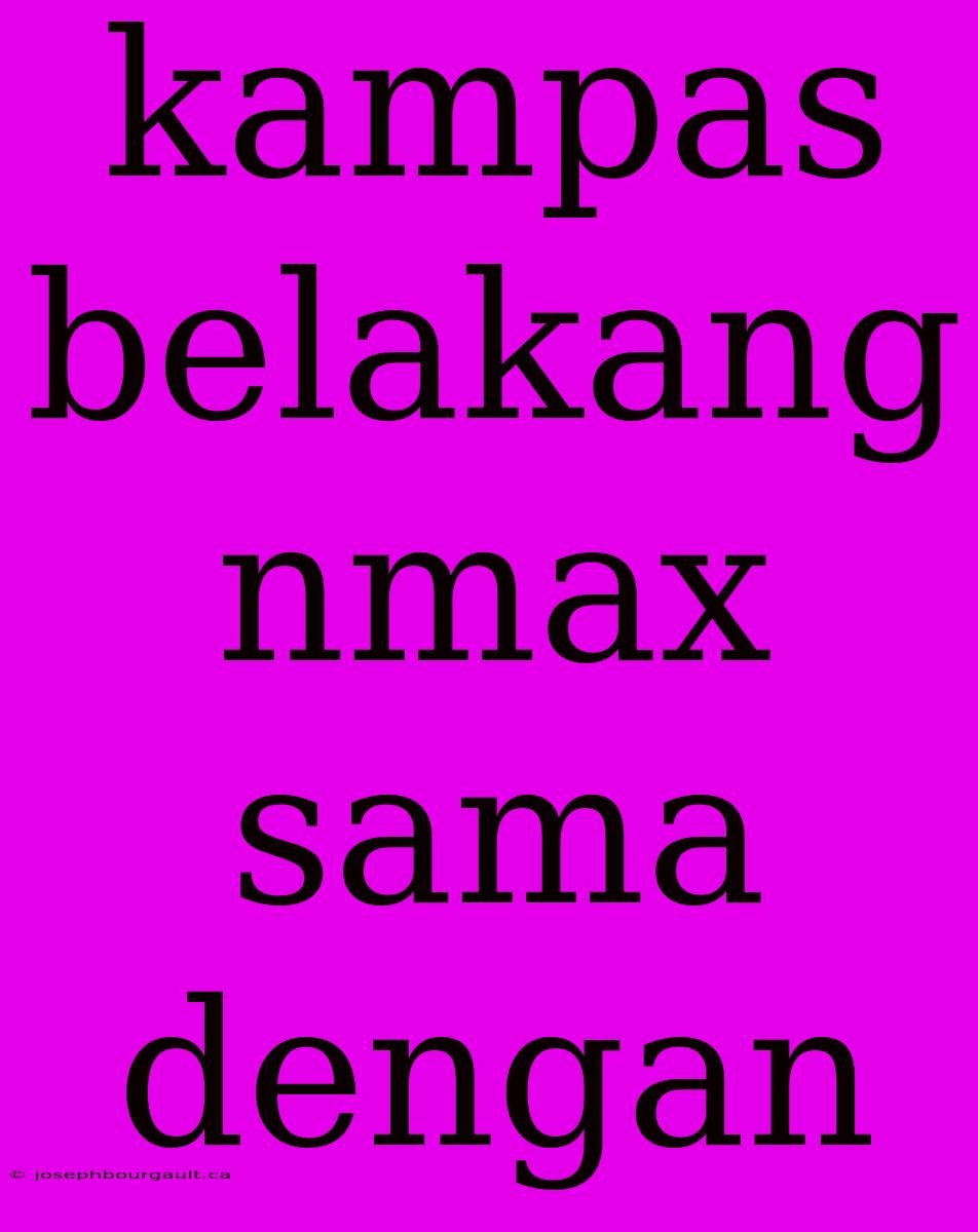 Kampas Belakang Nmax Sama Dengan