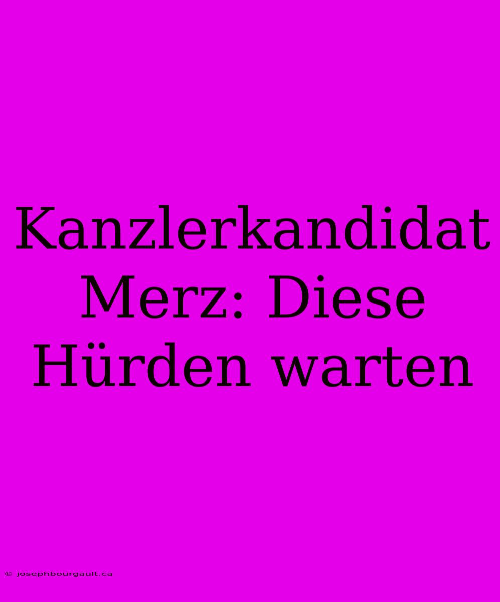 Kanzlerkandidat Merz: Diese Hürden Warten