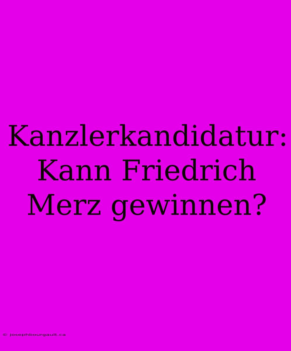 Kanzlerkandidatur: Kann Friedrich Merz Gewinnen?