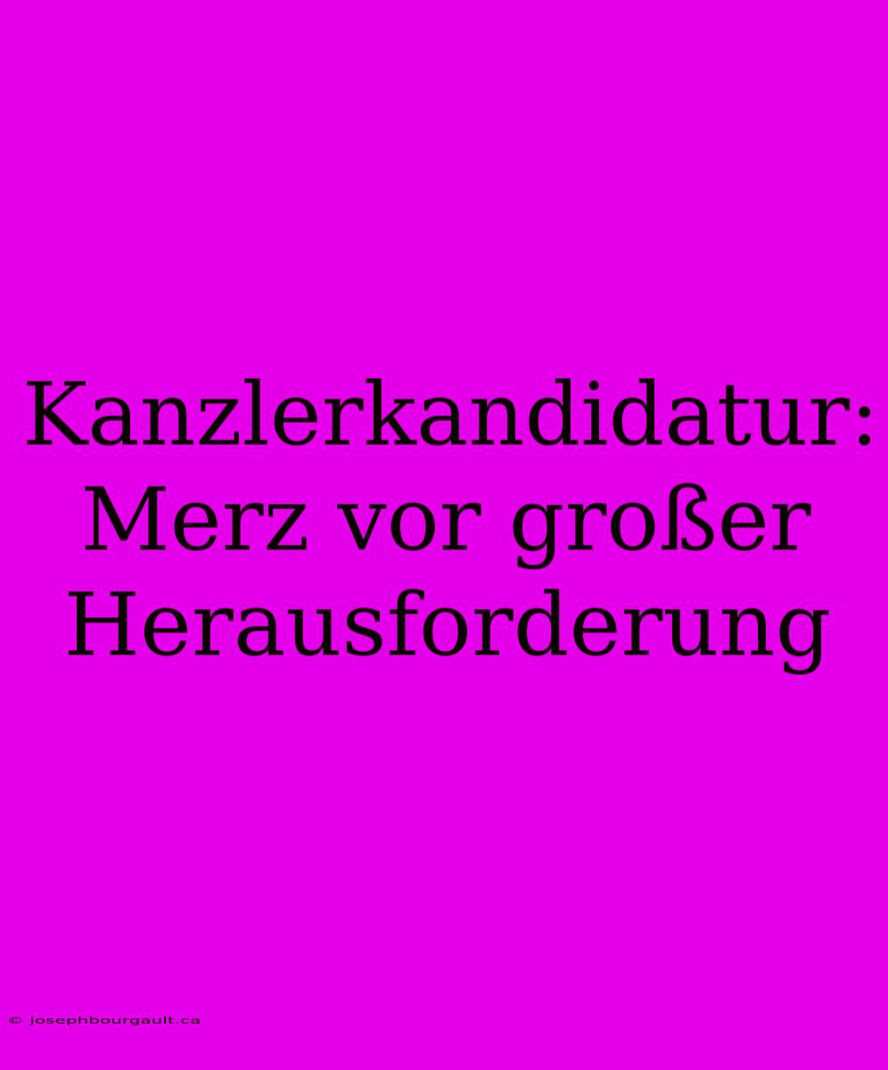 Kanzlerkandidatur: Merz Vor Großer Herausforderung