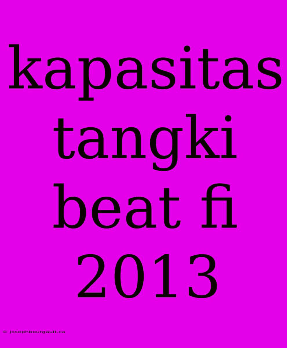 Kapasitas Tangki Beat Fi 2013