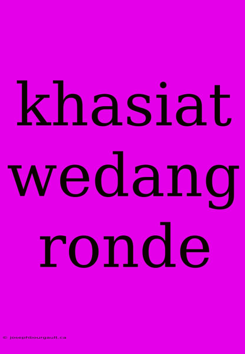 Khasiat Wedang Ronde