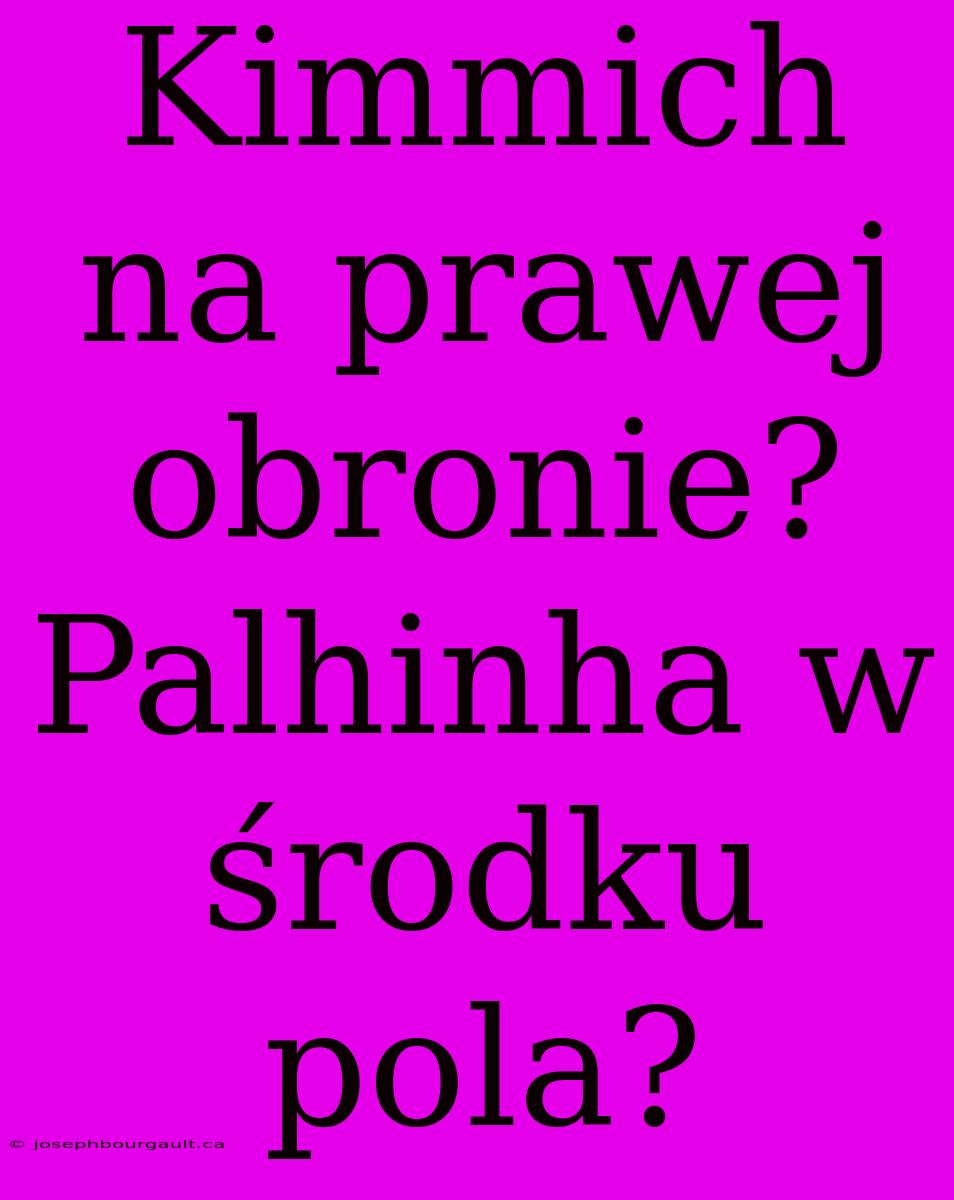 Kimmich Na Prawej Obronie? Palhinha W Środku Pola?