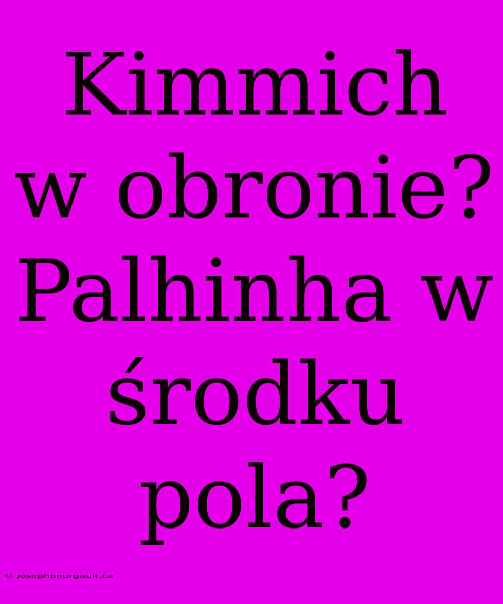 Kimmich W Obronie? Palhinha W Środku Pola?