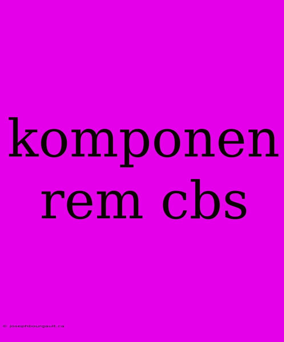 Komponen Rem Cbs